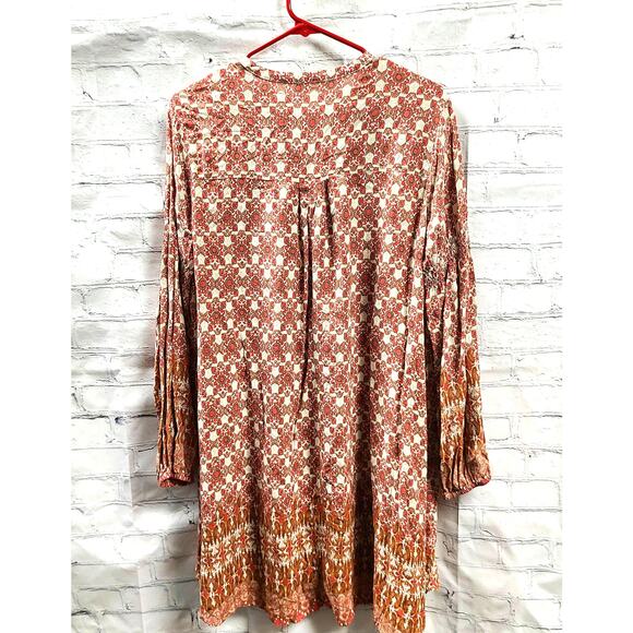 Umgee Layered Tunic Dress with Tie-back, Boho Cottage Style, NWT Womens Midi Lg - Picture 2 of 5